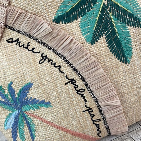 Stella & Dot Straw & Raffia Tote & Matching Pouch NWOT - Picture 4 of 12